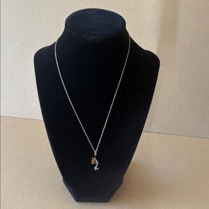 Disney 'Ariel' Gold and aqua blue shimmer Ariel the little mermaid necklace 925